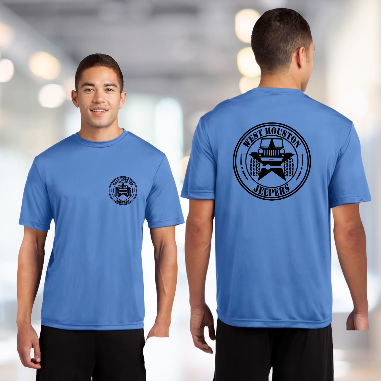 West Houston Jeepers (WHJ) Logo Shirt - Carolina Blue Sport-Tek PosiCharge Unisex Tee