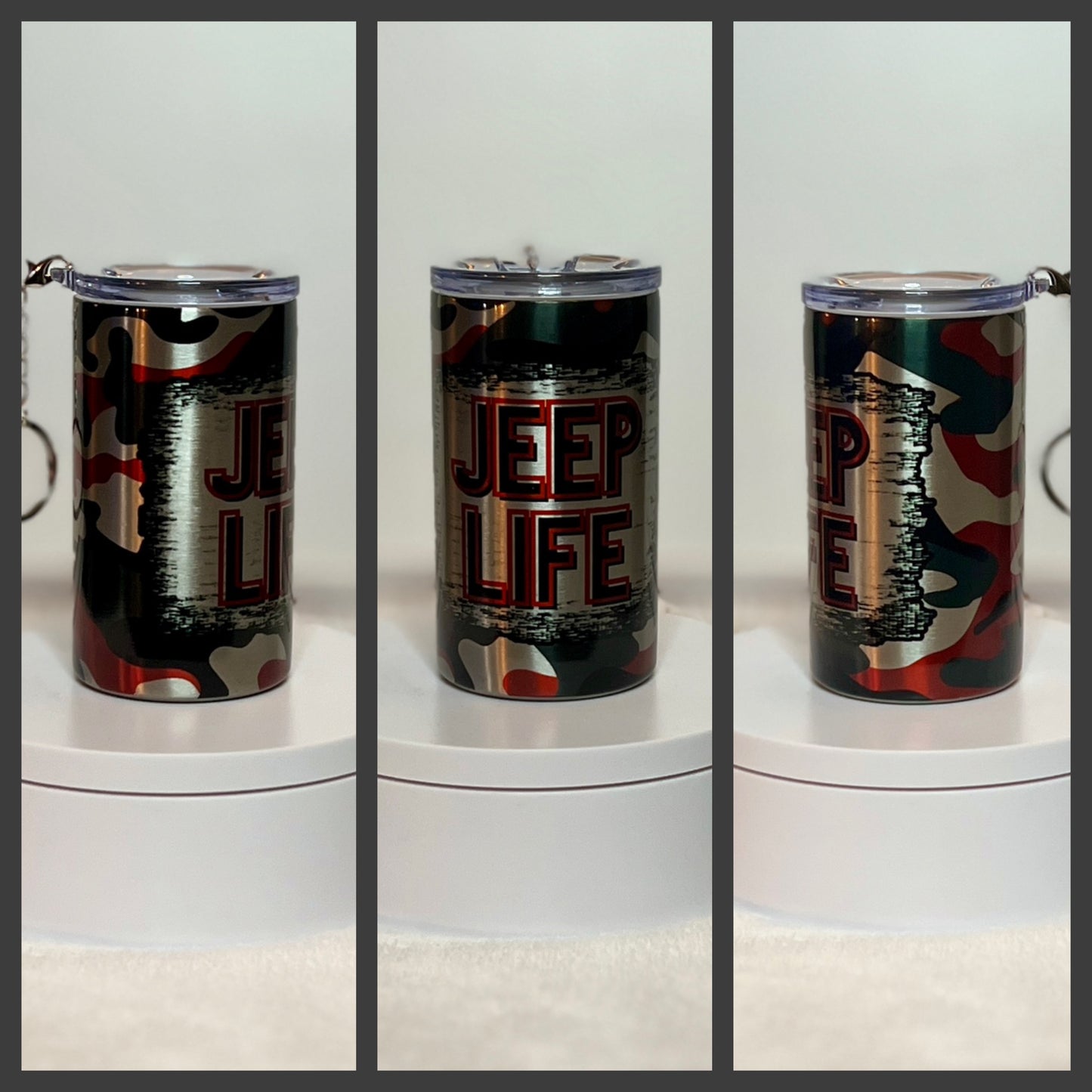 Clear Stainless Steel Red Camouflage Jeep Life Inspired Shot Glass