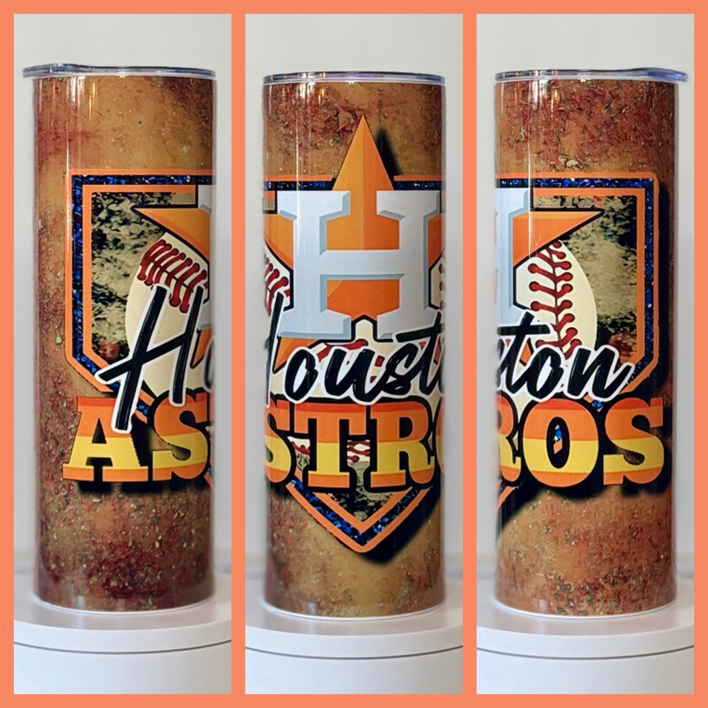 Houston Astro Baseball Diamond 20oz/30oz Skinny Tumbler / Cup OR Can Koozie