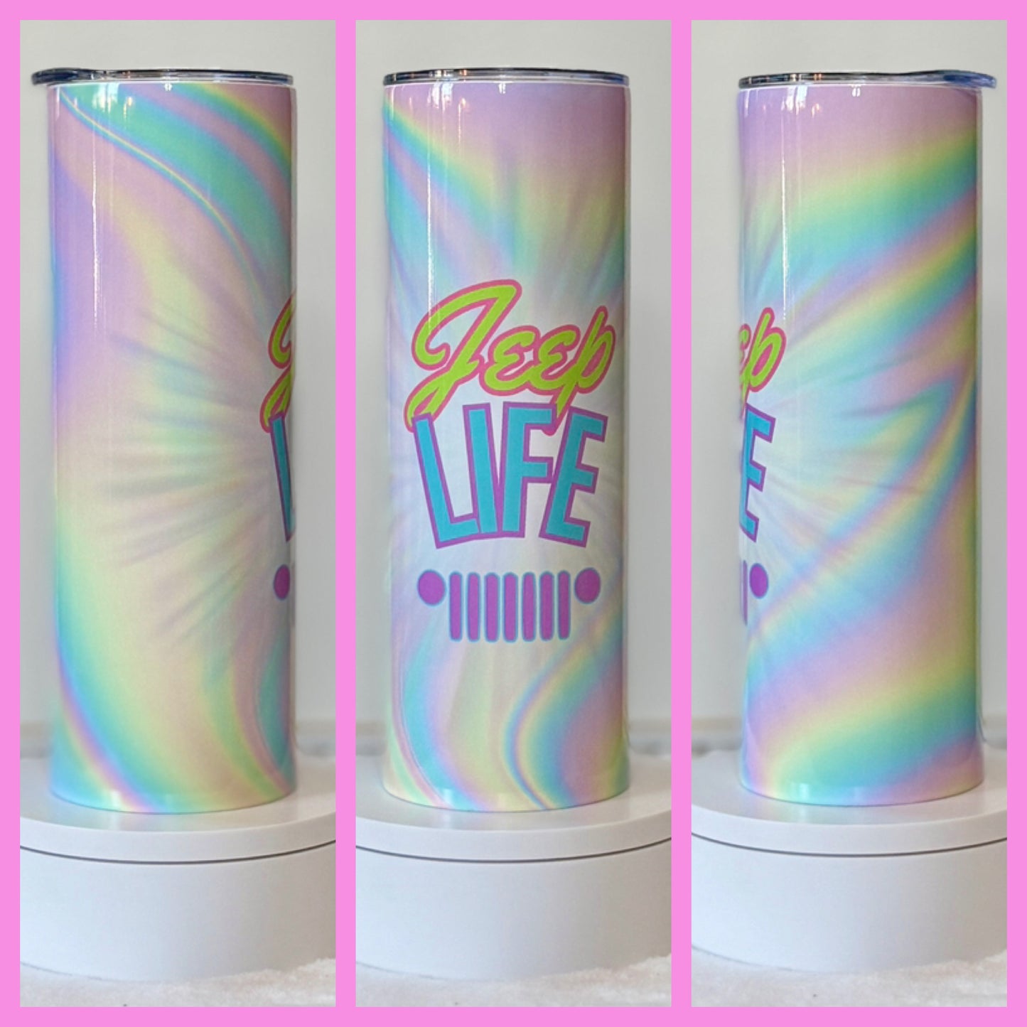 Jeep Life Inspired Colorful 20oz/30oz Skinny Tumbler/Cup OR Can Koozie