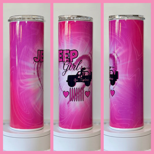 Jeep Inspired Hot Pink 20oz/30oz Skinny Tumbler / Cup OR Can Koozie