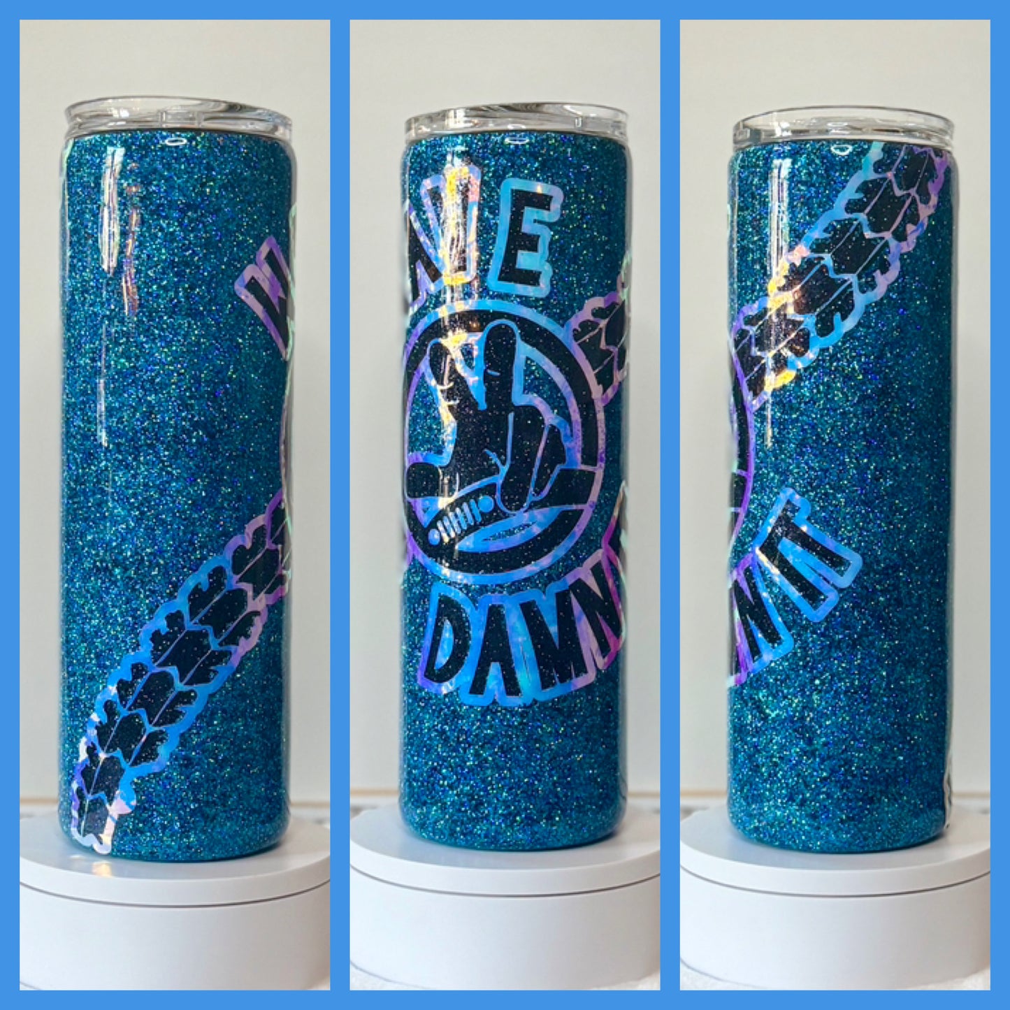 Wave Damn Blue and Black Glitter Epoxy 30oz Tumbler / Cup