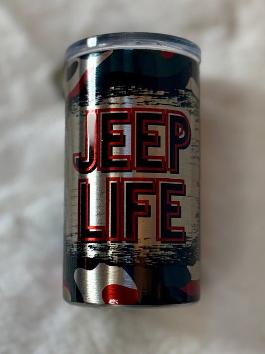 Clear Stainless Steel Camouflage Jeep Life Inspired Shot Glass