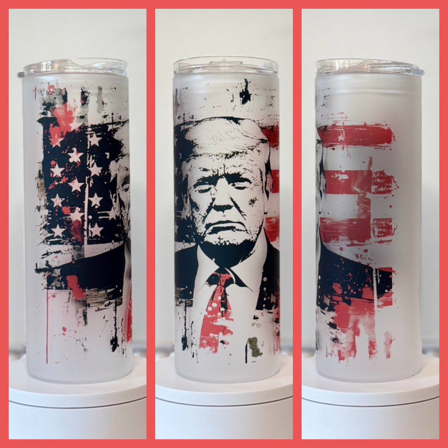 President Trump 20oz Dual Lid Glass Tumbler