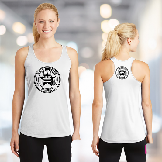 West Houston Jeepers (WHJ) Logo Shirt - White Sport-Tek Women's Racerback PosiCharge Tee