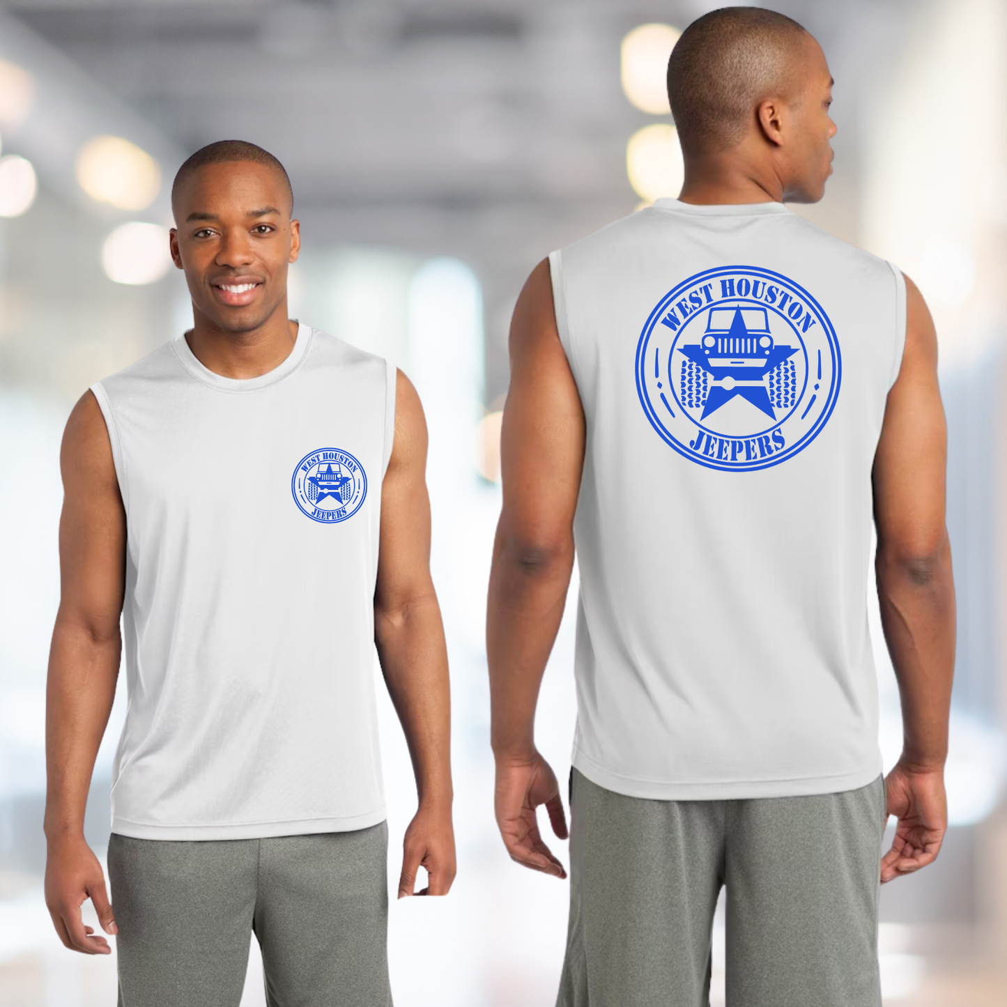 West Houston Jeepers (WHJ) Logo Shirt - White Sport-Tek Men's Sleeveless PosiCharge Tee