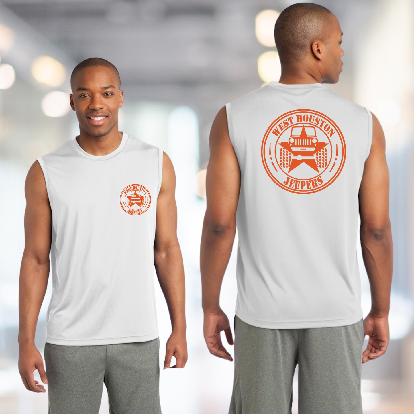 West Houston Jeepers (WHJ) Logo Shirt - White Sport-Tek Men's Sleeveless PosiCharge Tee