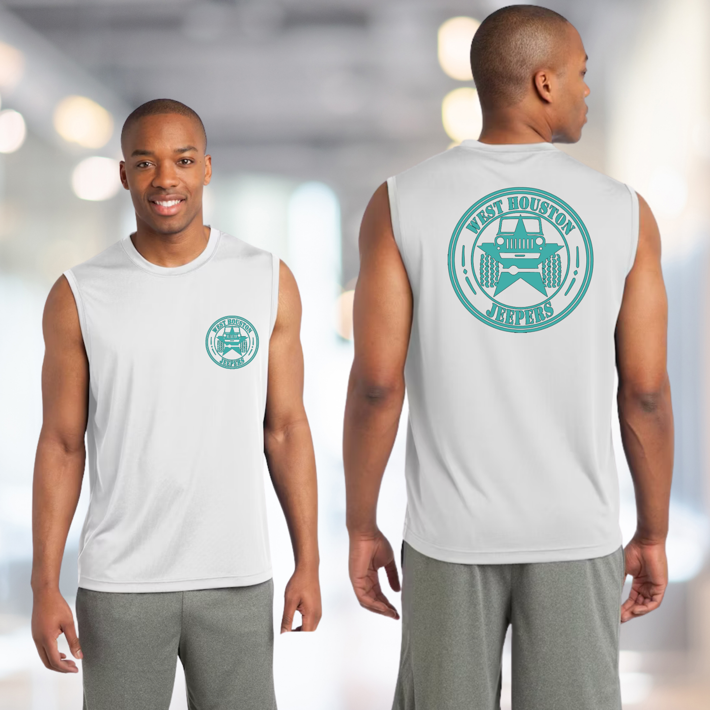 West Houston Jeepers (WHJ) Logo Shirt - White Sport-Tek Men's Sleeveless PosiCharge Tee