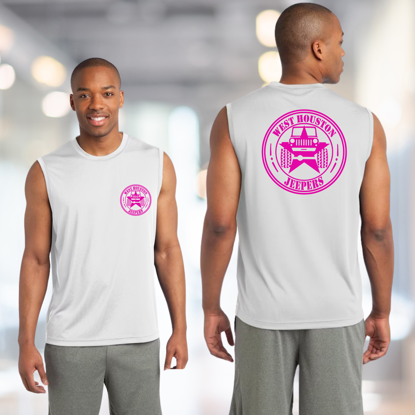 West Houston Jeepers (WHJ) Logo Shirt - White Sport-Tek Men's Sleeveless PosiCharge Tee